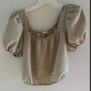 sienna and sky cropped beige gingham print